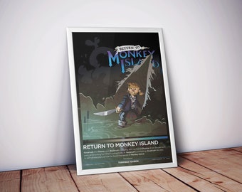 Zurück zur Monkey Island Poster, Gaming Poster, 4 Farben, Videospiel Poster, Hochwertiger Posterdruck, Schneller Versand, Gamer Geschenke, Wandkunst