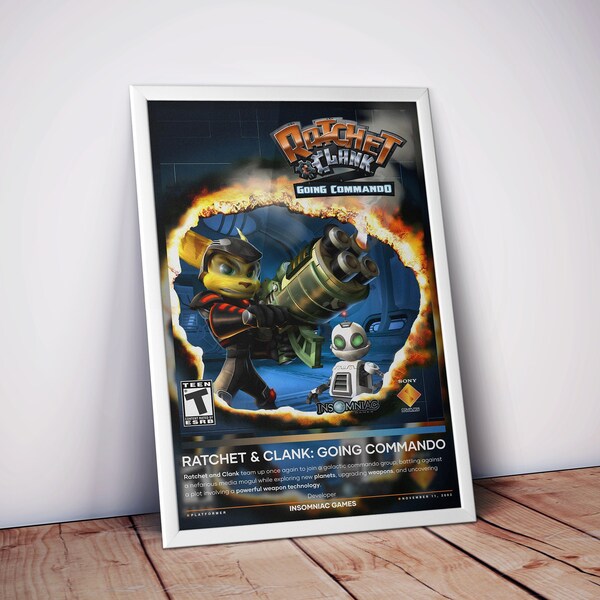 Ratchet & Clank: Going Commando Poster, Gaming Posters, 4 Colors, Video Game Posters, High-Quality Poster Prints, Fast Shipping, Gamer Gifts