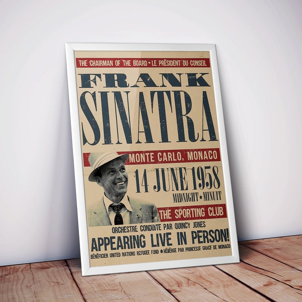 Frank Sinatra Poster | Vintage Music Posters | Frank Sinatra Prints | Concert Posters | Music Poster Print | Wall Decor Poster | Music Gifts