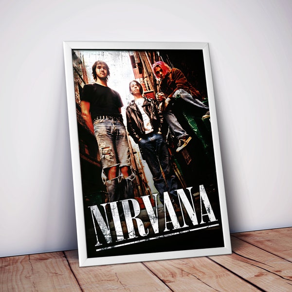 Cartel de Nirvana / Kurt Cobain / Impresión de Nirvana / Cartel de música rock / Impresión de cartel grande / Impresiones de carteles de música / Cartel de decoración de pared / Regalo de música