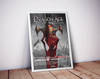 Dragon Age: Origins Poster, Gaming Posters, 4 Color, Role-Playing Games, Video Game Posters, High-Quality Posters Print, Fast Shipping