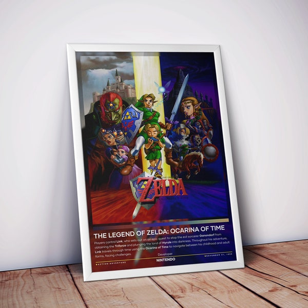 The Legend of Zelda: Ocarina of Time Poster, Gaming Posters, 4 Colors, Video Game Posters, High-Quality Poster Prints, Fast Shipping