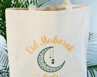 Personalized Eid Mubarak Canvas Tote Bag for Eid Everyday Use Eid gifts Gifts for friends and family
