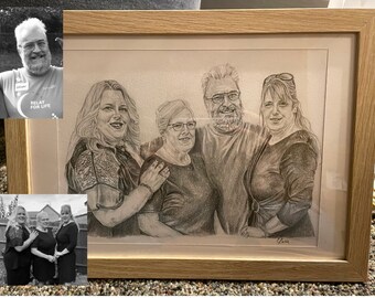 Hand drawn portraits | drawings of loved ones added in