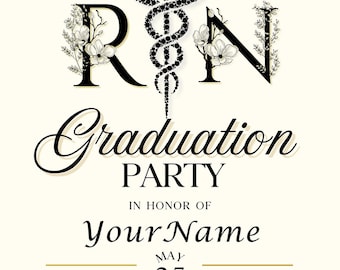 Plantilla de invitación para fiesta de graduación de enfermería (descarga digital)