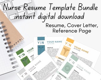 Plantilla de currículum de enfermería: carta de presentación y referencia (descarga digital)