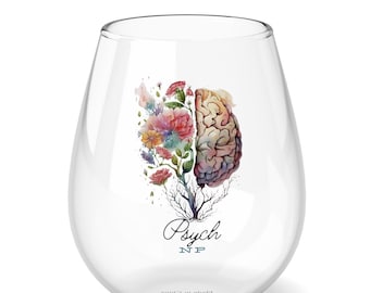 Copa de vino sin tallo para enfermera psiquiátrica personalizada, 11,75 oz