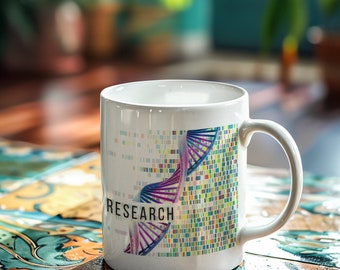 Taza personalizada “Research” blanca brillante 11oz