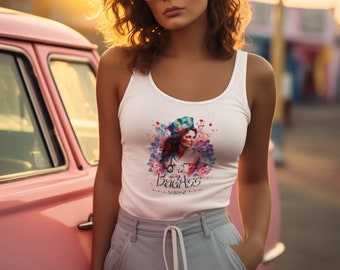 Camiseta sin mangas con espalda nadadora "Enfermera Ruda" en acuarela - Regalo para enfermeras/enfermeras profesionales