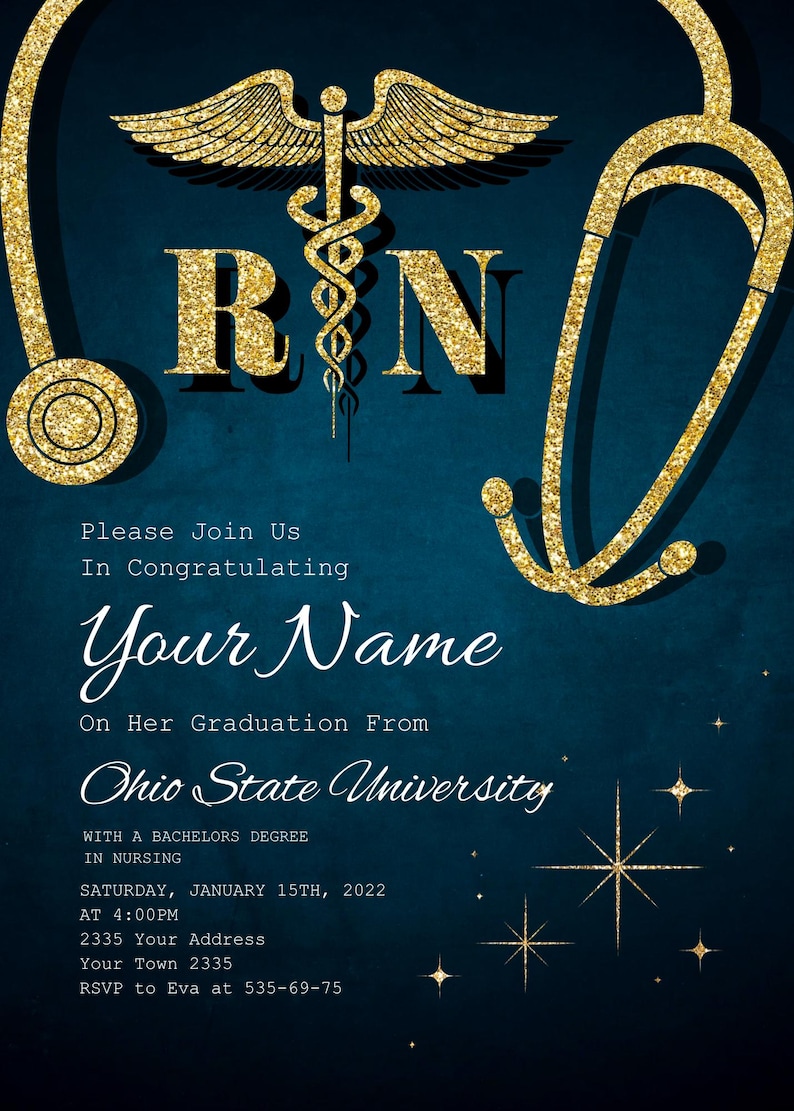 Nurse Graduation Invitation Template: RN, BSN (digital Download) - Etsy