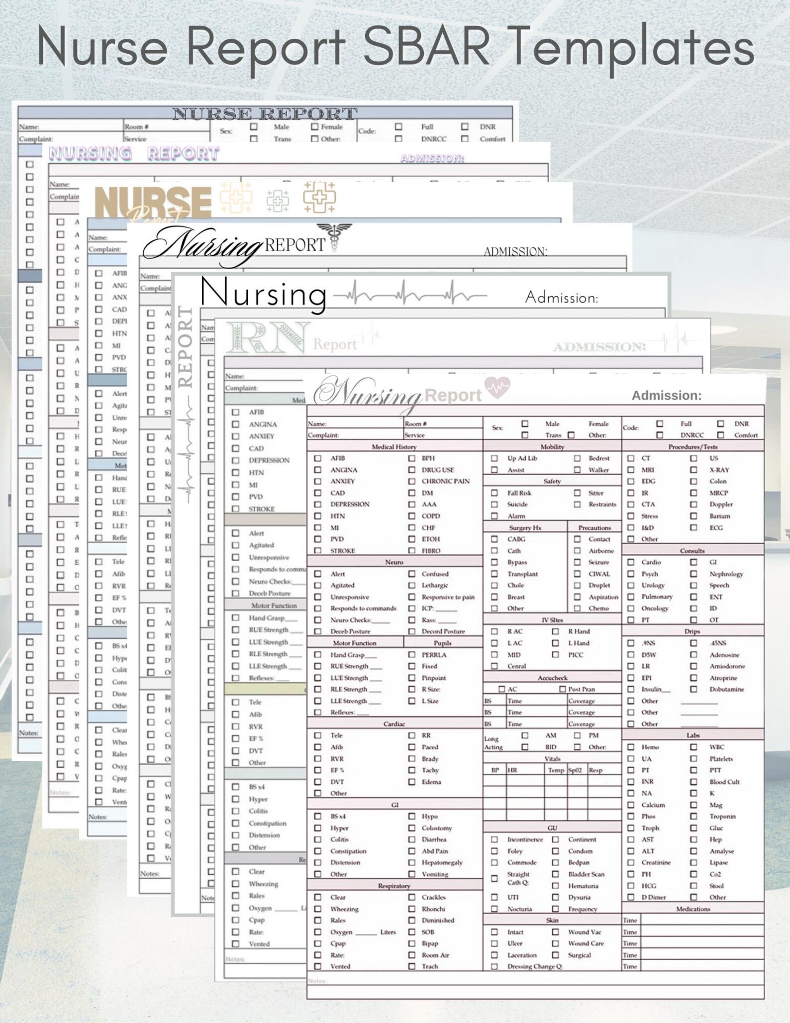 Icu Sbar Example SBAR Nursing Report Template: Med Surg ICU (printable PDF) - Etsy