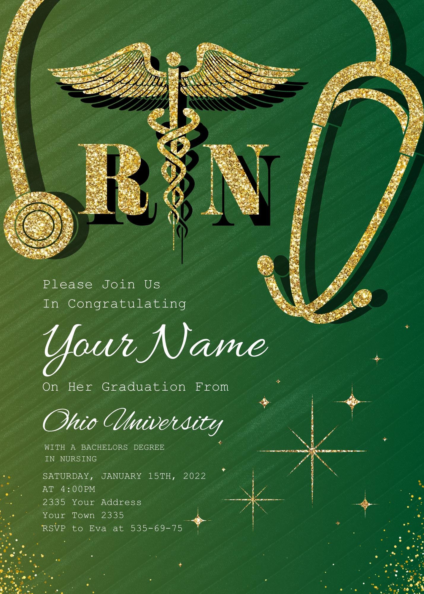 Nurse Graduation Invitation Template: RN, BSN (digital Download) - Etsy
