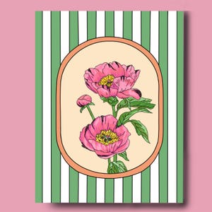 Cartão de felicitações com flor de peônia
