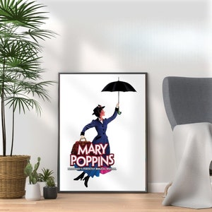 Póster del musical Mary Poppins: Arte mural para sala de teatro de Broadway