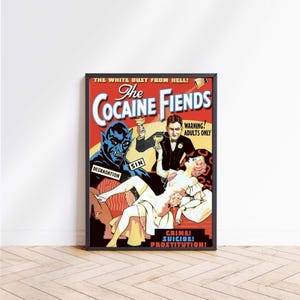 The Cocaine Fiends Poster, Retro Anti-Drogen-Propaganda, Vintage Kunstdruck Wand Kunst Weed Poster Print Cannabis Apotheke Kiffer Geschenkidee
