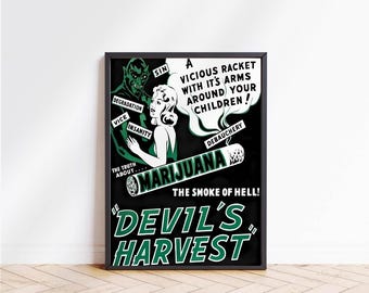 Devil's Harvest Poster: Retro Anti-Drug Propaganda Art Print