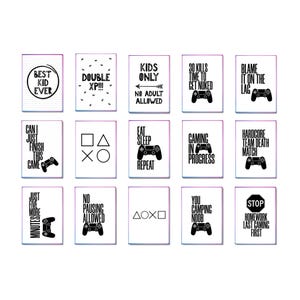 Gamer Prints: B&W Gaming Quotes Wall Art - Game Room Decor