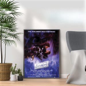 Star Wars Empire Strikes Back- Vintage 80s Movie Print Retro Film Wall Art for Nostalgic Movie Lovers & Pop Culture Fans A3 A4 A5 Home Décor