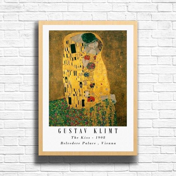 The kiss　 接吻 　グスタフ・クリムト　ポスター　大きいサイズ　約85㎝×約74㎝ Gustav Klimt（グスタフ・クリムト） 接吻 アートポスター（フレーム付き）