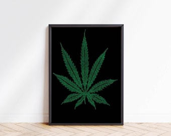 Retro Marijuana Leaf Poster, Anti-Drug Propaganda Art Print