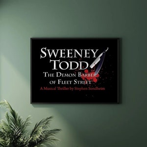 Póster del musical Sweeney Todd: Arte mural para teatro de Broadway