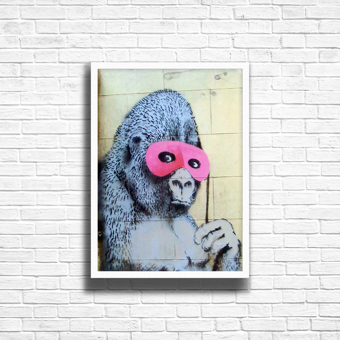 Banksy Gorilla in Pink Mask Print: Urban Graffiti Wall Art - Etsy