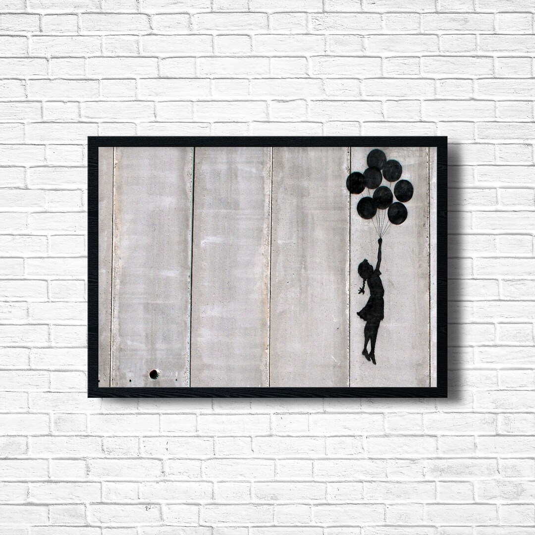 Tableau Toile Street Art Banksy Balloon Girl - Impression Moderne Rouge, Bold Bloc Design