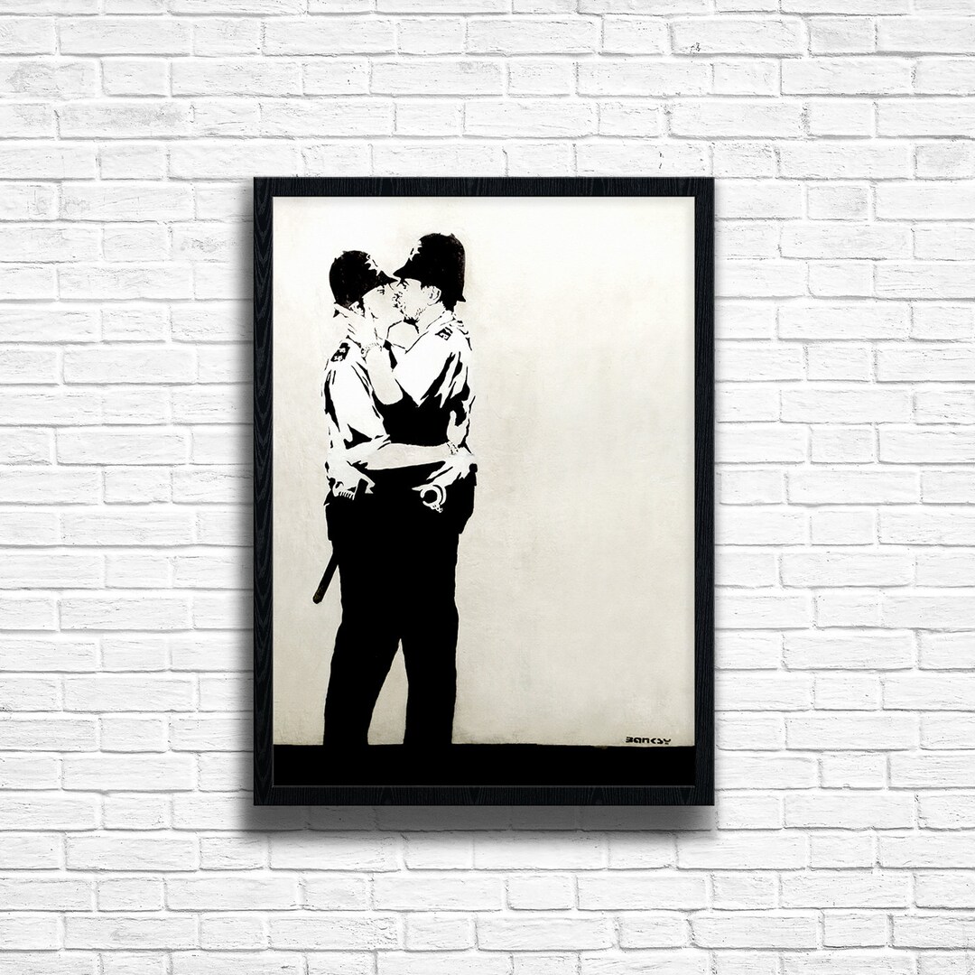 Banksy Kissing Coppers Print: Urban Graffiti Art on Canvas - Etsy