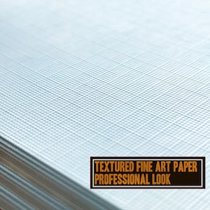 Op de afbeelding: Close-up van een stapel textuurpapier voor kunst met een subtiel rasterpatroon. Het papier heeft een professionele uitstraling en gevoel.