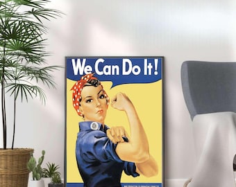 We Can Do It! WWII Poster Print: Retro War Propaganda Art