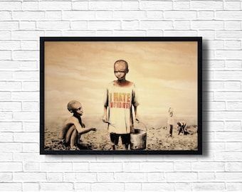 Banksy I Hate Mondays Print, Urban Graffiti Art on Canvas