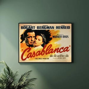 Casablanca - Impresión de película clásica vintage - Arte de pared de películas retro para amantes de las películas nostálgicas y fanáticos de la cultura pop Decoración del hogar A3 A4 A5
