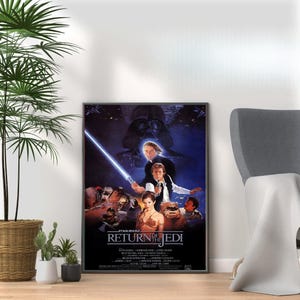 Star Wars VI Return Of The Jedi - Vintage 80s Movie Print - Retro Film Wall Art 4 Nostalgic Movie Lovers & Pop Culture Fans A3 A4 A5 Décor