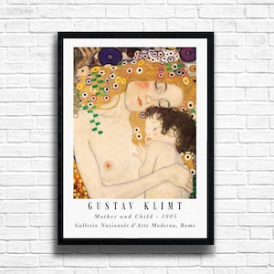 不朽の名作：グスタフ・クリムト - 母と子、クラシックな名画プリント、美術複製ポスタープリント、フレームオプション