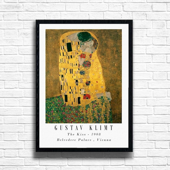 グスタフ・クリムト「接吻」版画：美術複製ポスター - Etsy 日本