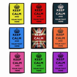 カスタム Keep Calm ポスター プリント: Keep Calm and Carry On プリント、カスタマイズされたテキスト プリント、パーソナライズされたギフト、自宅、パブ、キッチン、オフィスの壁アート