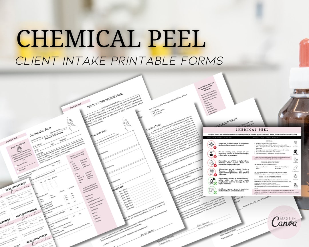 Chemical Peel Client Intake Forms, Facial Consultation Form, Peeling ...