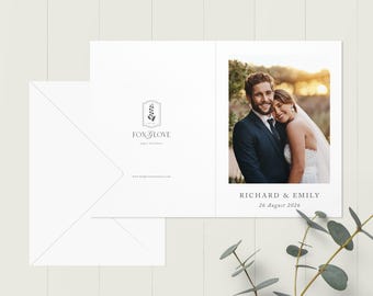 Wedding Thank You Card with Photo: A6, Folded, Elegant, Personalised