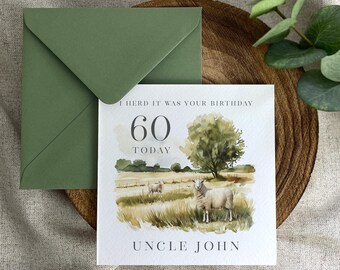 Birthday Card: Farming Theme, Countryside, Sheep, Cows, Sheepdog - Personalised