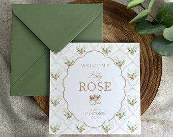 Baby Card: Welcome To The World New Baby - Personalised