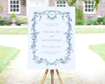 Wedding Welcome Sign, Personalised, Vintage Floral, A1/A2 Foamex Board or Poster