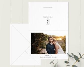 Wedding Thank You Card with Photo: A6, Folded, Elegant, Personalised