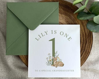 Baby Birthday Card: Personalised, Square, Folding