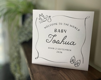 New Baby Congratulations Card: Personalised, Square, Folding