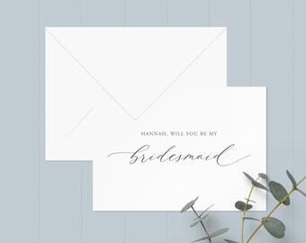 Wedding Party Proposal Card: Elegant, Personalised, Will You Be My Bridesmaid...