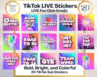 TikTok LIVE Fan Club Sticker, 20 fettgedruckte Emojis (Digitaler Download)