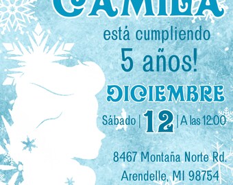 Plantilla editable de invitación de cumpleaños de Frozen | Invitación de la muchacha de la reina Elsa |  Invitación a fiesta de cumpleaños