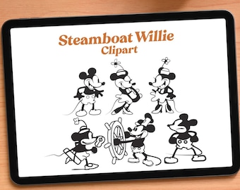 Mickey Mouse Steamboat Willie Png Download, Vintage Mickey Mouse Steamboat Willie Clipart, Mickey Mouse Instant Download, Ai/SVG/JPG/PNG