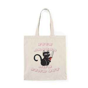Funny Kitty Tote Bag, Cat Lover Gift, Eco-Friendly Shoulder Bag, Organic Cotton Market Tote, Reusable Shopping Bag
