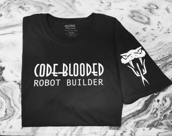 Code-Bluted Roboter Erbauer T-Shirt | Python Logo | Coder Shirt | robotik techniker Geschenk | Techie Humor Tee | MINT Programmierer Shirt